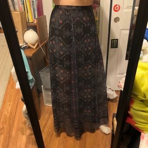 Sheer printed maxi skirt